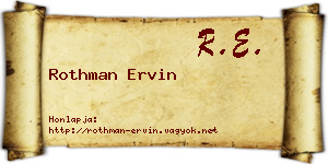 Rothman Ervin névjegykártya